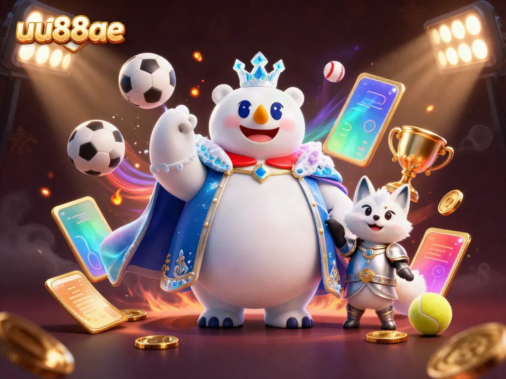 Experience winning thrills at uu88ae with an engaging 3D casino scene featuring ice king and sports elements.