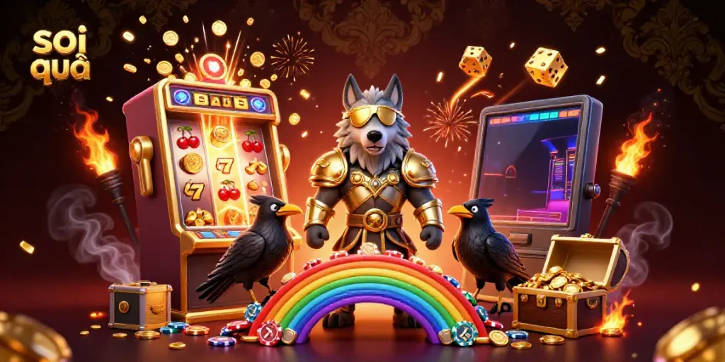 Experience thrilling soi cầu action with Norse-inspired characters amidst a vibrant casino setting.