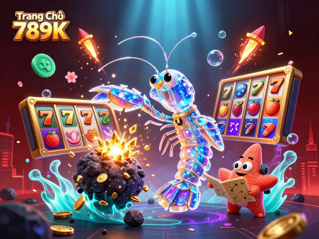 Experience the exciting world of Trang Chủ 789K as the mascot combines thrilling gaming action with vibrant casino elements.