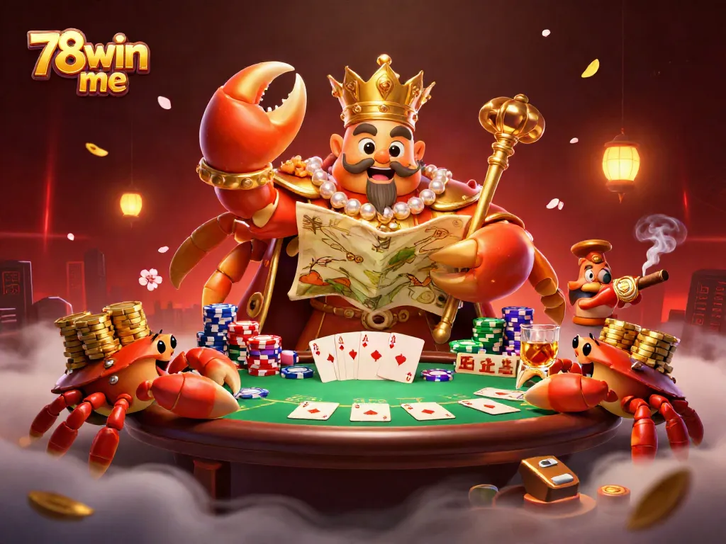 Engage in thrilling poker action at 78win me with a golden crab emperor and vibrant gaming elements.