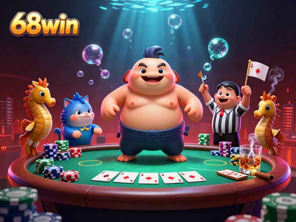 Experience thrilling gameplay with 68win's lively underwater casino scene featuring a fugu puffed up in action.