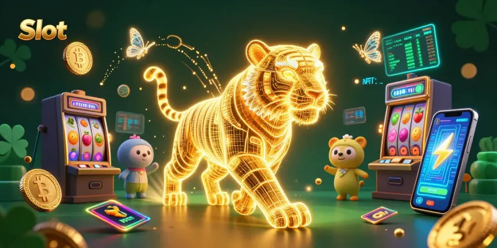 Engage in exciting Slot adventures with vibrant neon visuals and dazzling casino elements