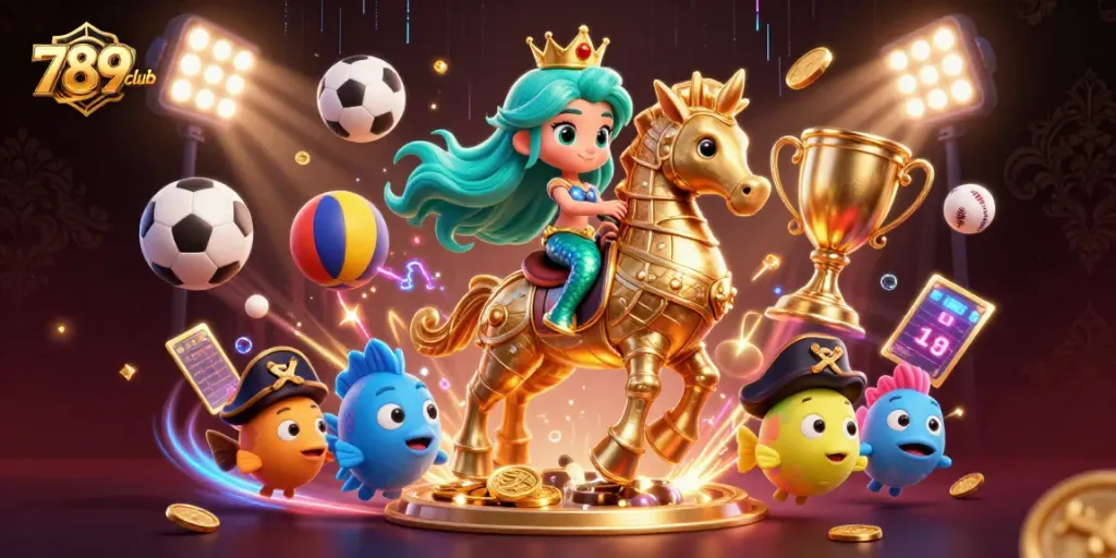 Experience thrilling gameplay at 789club with a vibrant casino-themed underwater scene featuring dynamic sports elements.