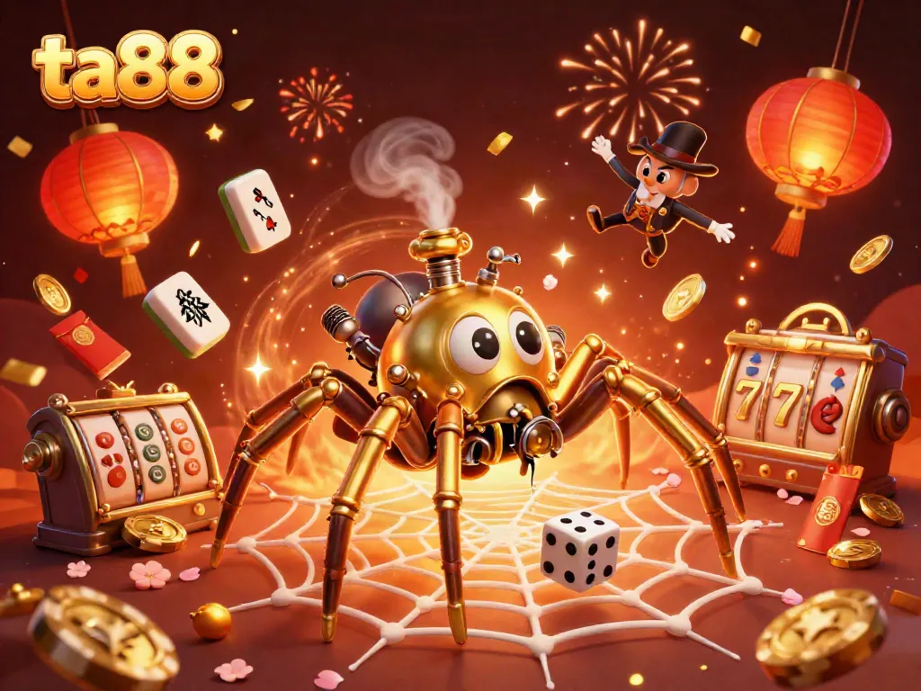 Experience the thrilling action of ta88 with our colorful casino illustration featuring gaming elements.