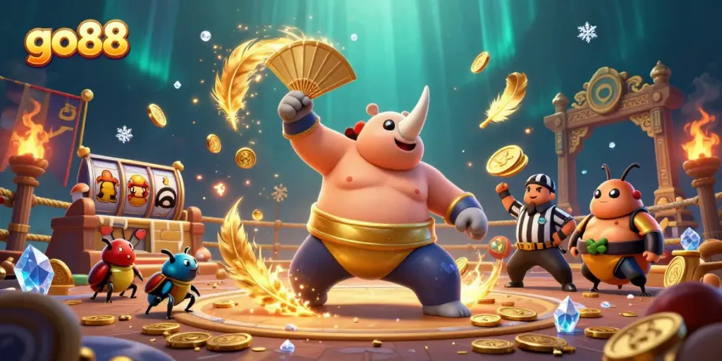 Experience the excitement of go88 with our vibrant 3D casino illustration featuring unique characters.