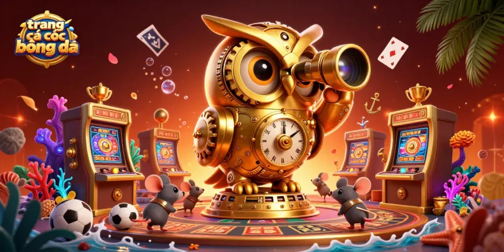 Kickstart your betting experience on trang cá cược bóng đá with a vibrant 3D scene showcasing dynamic sports elements and cartoon characters.