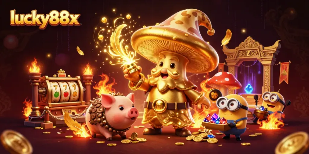 Experience thrilling gameplay with lucky88x in a vibrant casino illustration featuring enchanting characters.