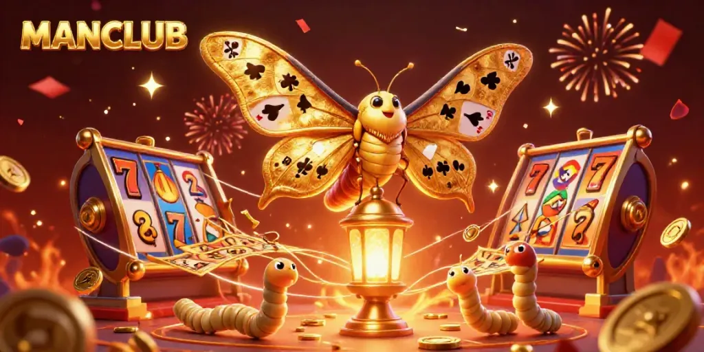 Engage with MANCLUB's thrilling gaming experience highlighted by a lavish 3D casino scene filled with excitement.