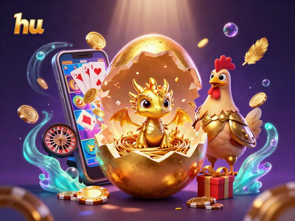 Experience thrilling gameplay at hu as a golden baby dragon awaits amidst vibrant casino elements.
