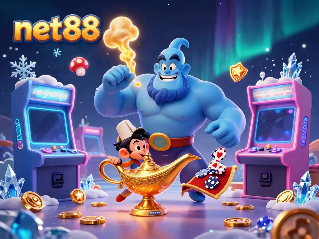 Experience thrilling gameplay with net88 in a vibrant casino scene featuring magical characters and game elements.