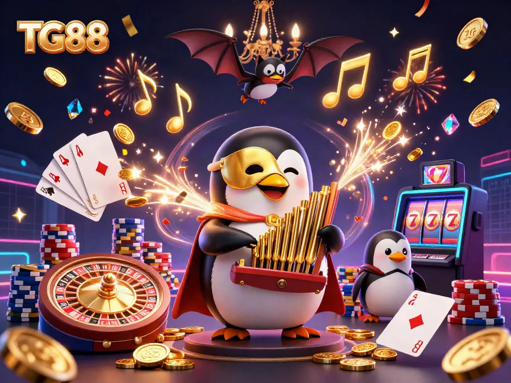 Experience the thrill of TG88 with a vibrant 3D scene of gaming characters and elements.