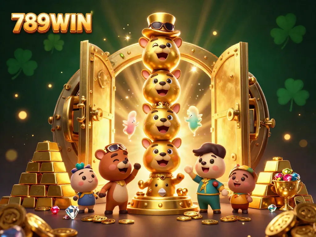 Experience the exciting world of 789WIN filled with treasure, vibrant characters, and casino elements.