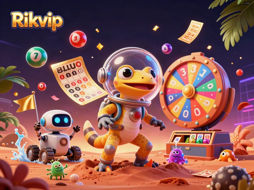 Engage in the thrilling action of Rikvip with vibrant elements from a cosmic casino adventure.