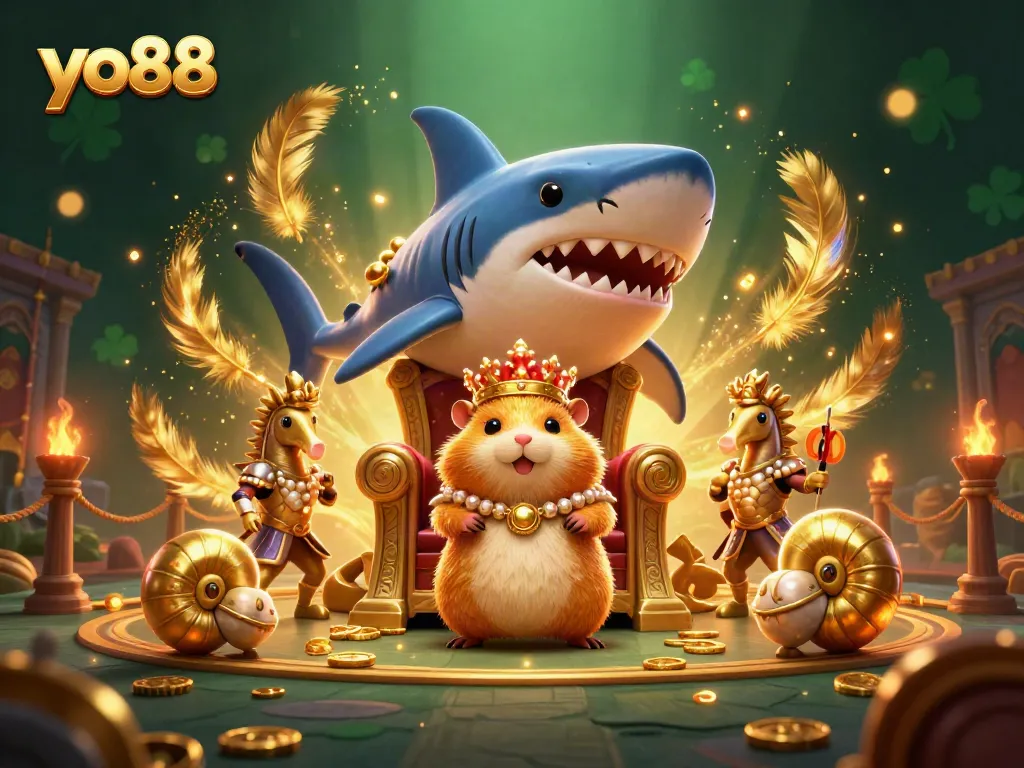 Experience the thrill of yo88 casino gaming with an epic 3D illustration featuring unique characters and elements.