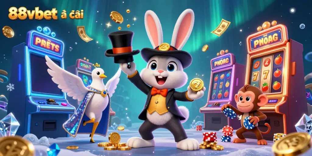 Experience the magic with the 88vbet nhà cái, featuring a dynamic casino-themed scene with colorful characters and captivating game elements.