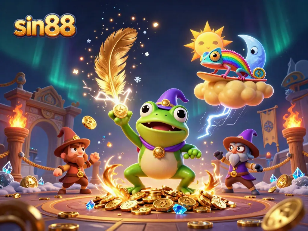 Spin and win with sin88 at our vibrant casino featuring magical elements and golden treasures.